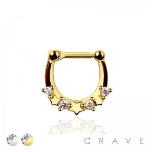 MULTI GEM CZ STAR SEPTUM HINGED CLICKER